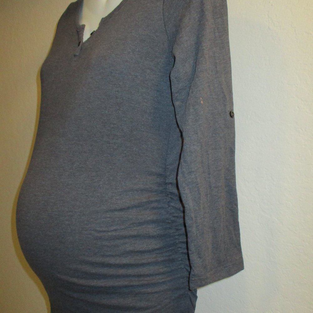 Mom's the Word Dark Gray Long Sleeves Medium Maternity Top